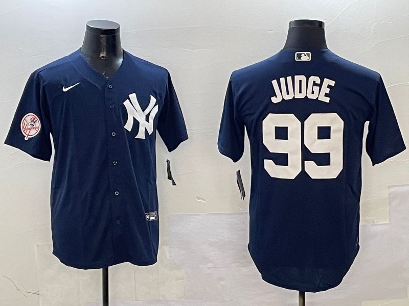 Men New York Yankees 99 Judge Drak Blue Game 2025 Nike MLB Jersey style 3